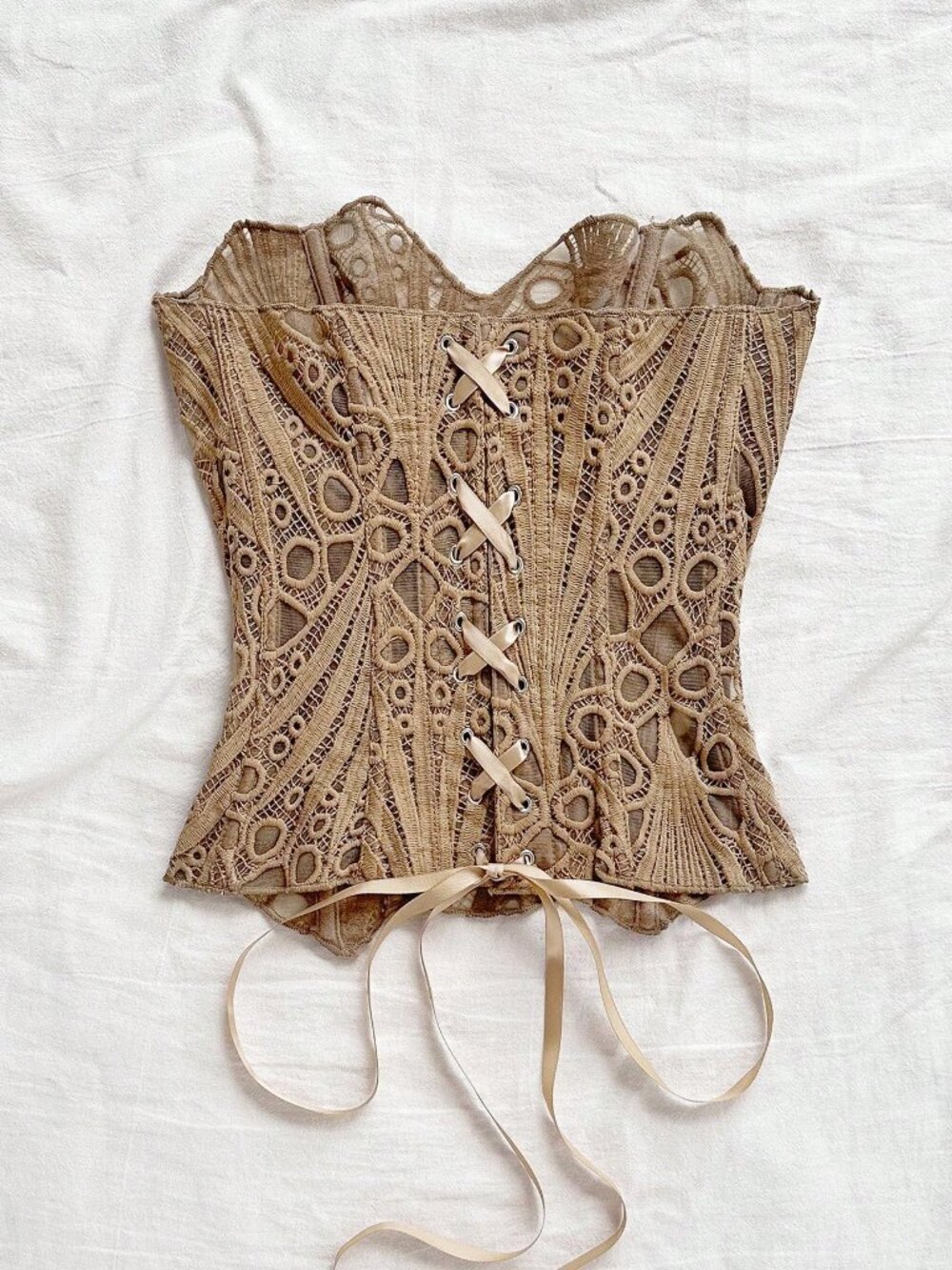 Brown Avant-Garde Women's Double-Layer Corset Bustier Embroidered Shapewear - Picture 2 of 8